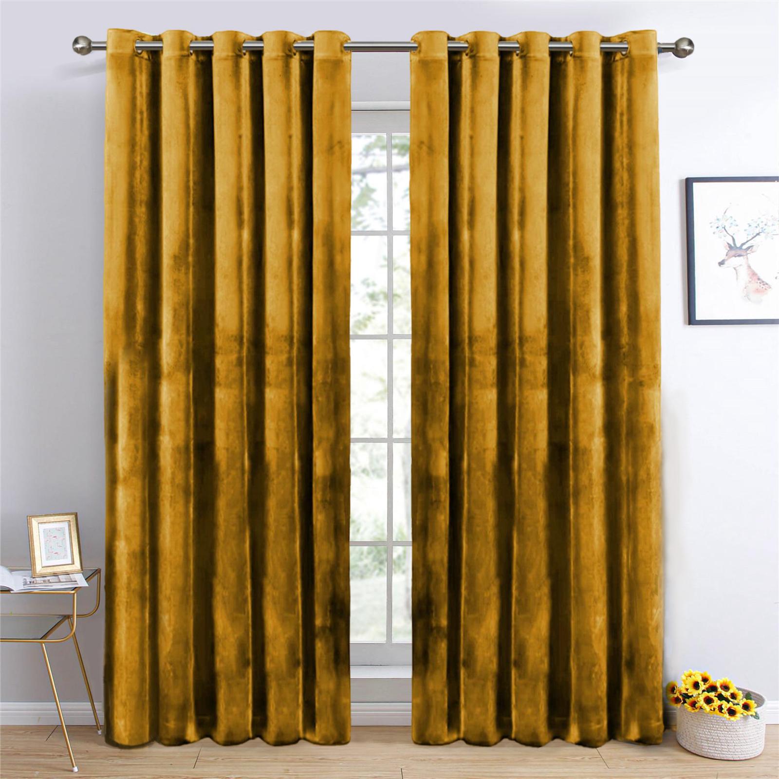 Elegant Mustard Beige Velvet Curtains with Ring Top Window Treatments for Sophisticated Home Decor