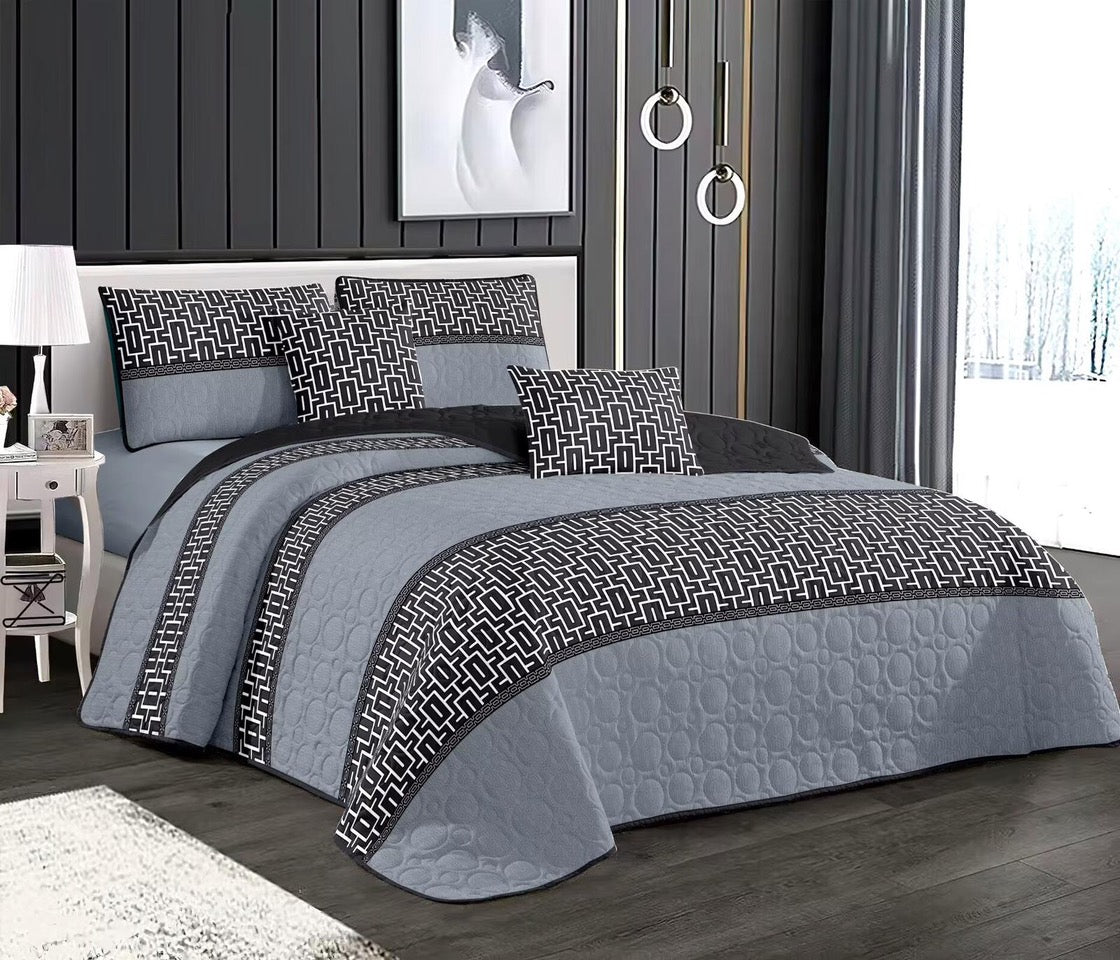 GREY1 3Pcs BedSpreads