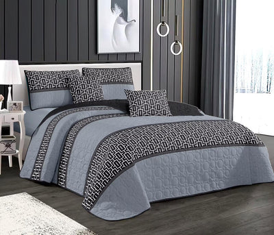 GREY1 3Pcs BedSpreads