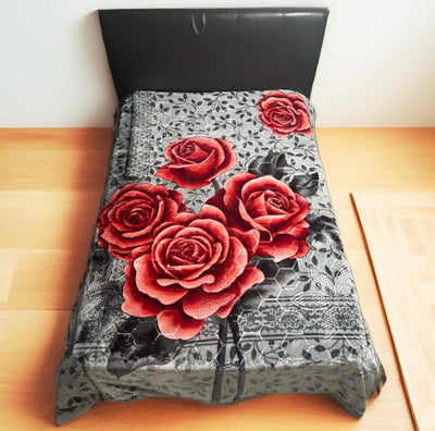 Absolute Home Style Luxury Embossed Grey Floral Design 3.5 Kg 2 Ply Reversible Floral Blanket 200x240cm Machine Washable Elegant Design Comfortable Warmth bed blanket