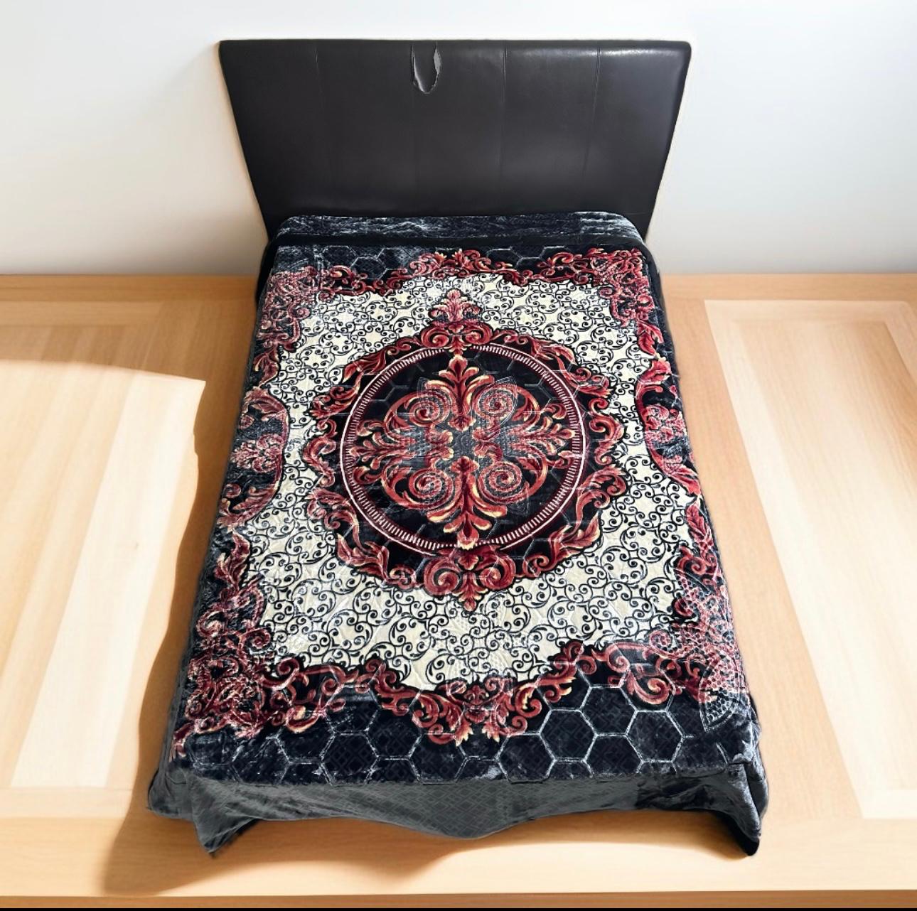 Absolute Home Style Luxury Embossed Grey Design 3.5 Kg 2 Ply Reversible Floral Blanket 200x240cm Machine Washable Elegant Design Comfortable Warmth bed blanket
