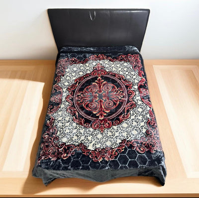 Absolute Home Style Luxury Embossed Grey Design 3.5 Kg 2 Ply Reversible Floral Blanket 200x240cm Machine Washable Elegant Design Comfortable Warmth bed blanket