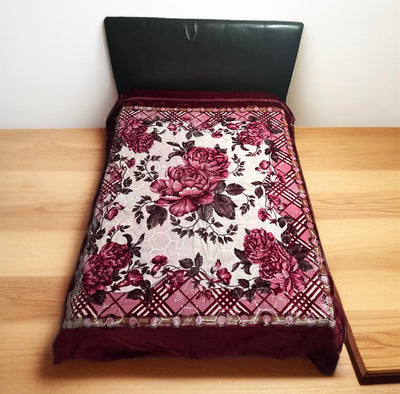 Absolute Home Style Luxury Embossed Red Design 3.5 Kg 2 Ply Reversible Floral Blanket 200x240cm Machine Washable Elegant Design Comfortable Warmth bed blanket